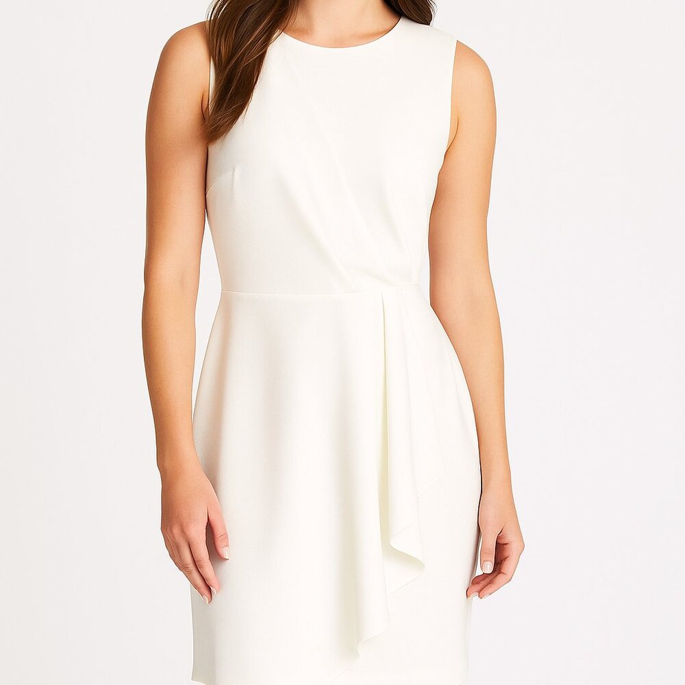 Calvin Klein Dress A-Line Cream Spring Summer Office Professional Workwear Sz 8